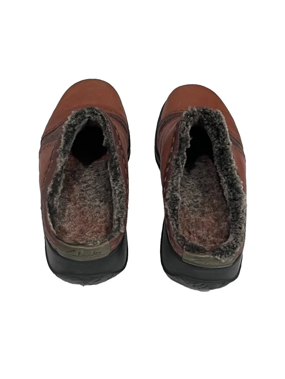 Clarks Brown Leather Clog Mules Women’s 7.5M Slip On Comfort Shoes Boho Hippie